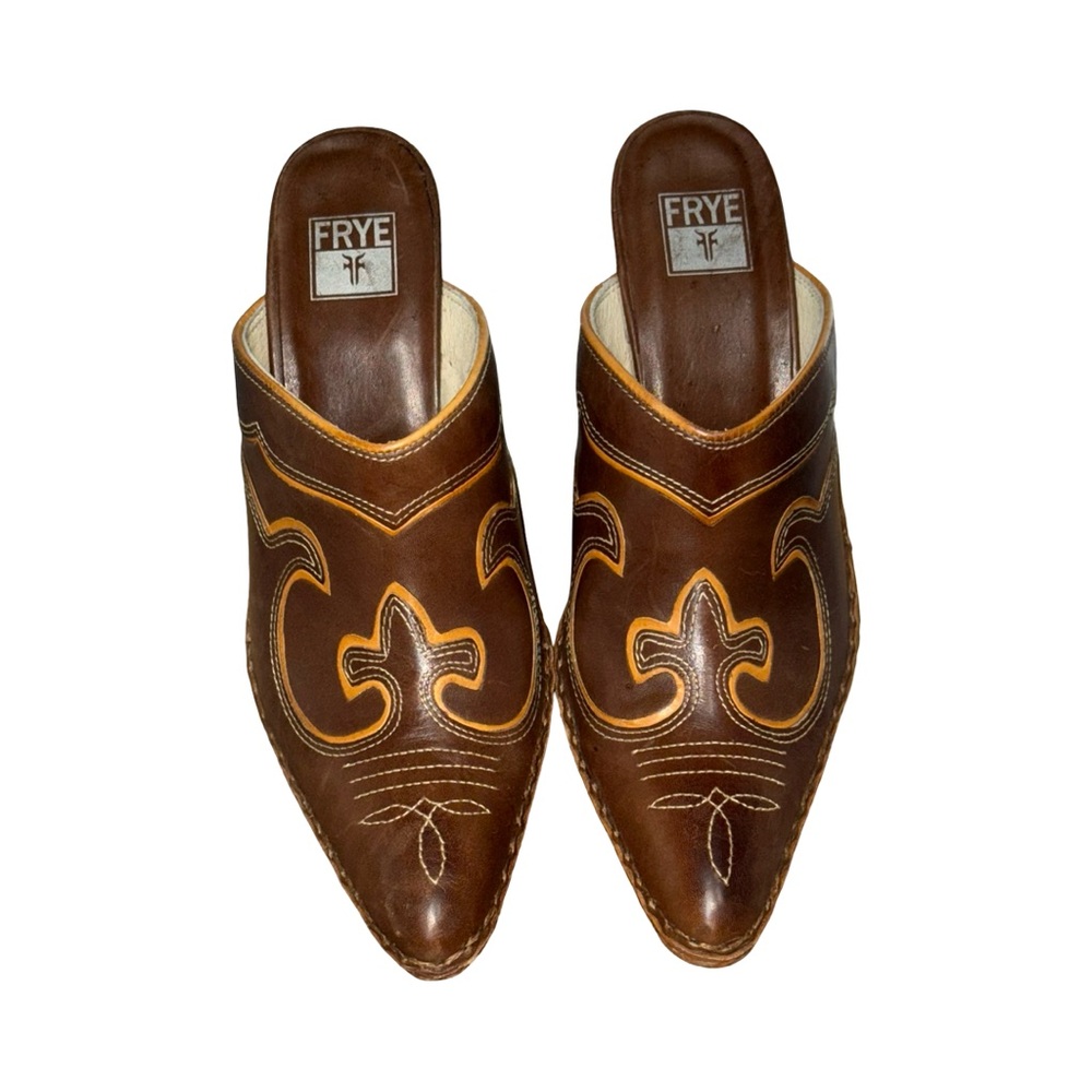 Rare Vintage Frye Phoenix Western Mules - Picture 3 of 13